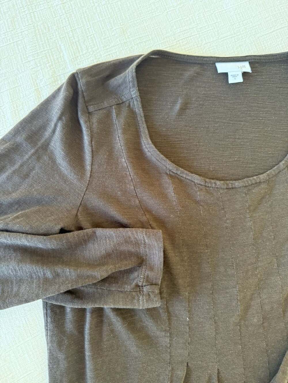 J.Jill Women's Brown Long Sleeve Pleated Front Tunic Top Size S